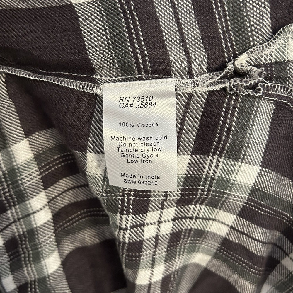 Ivy Jane Women's Plaid Popover Blouse Partial Button Boho Flannel Shirt Size M/L - Picture 8 of 8